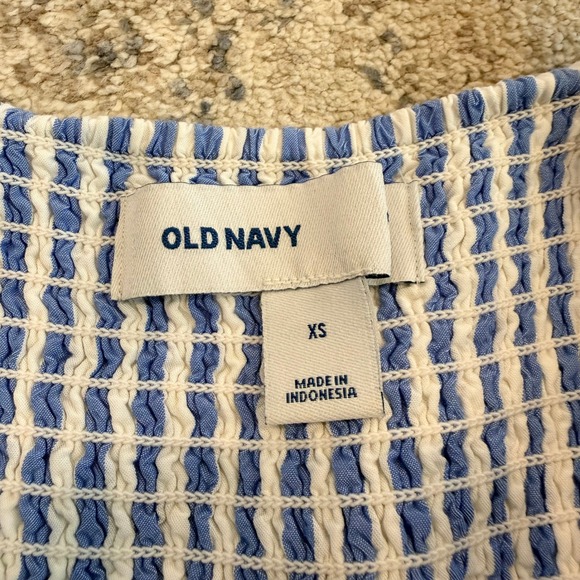 OLD NAVY Womens XS Blue White Striped Cami Fit & Flare Dress Smocked Back Mini - Picture 5 of 7
